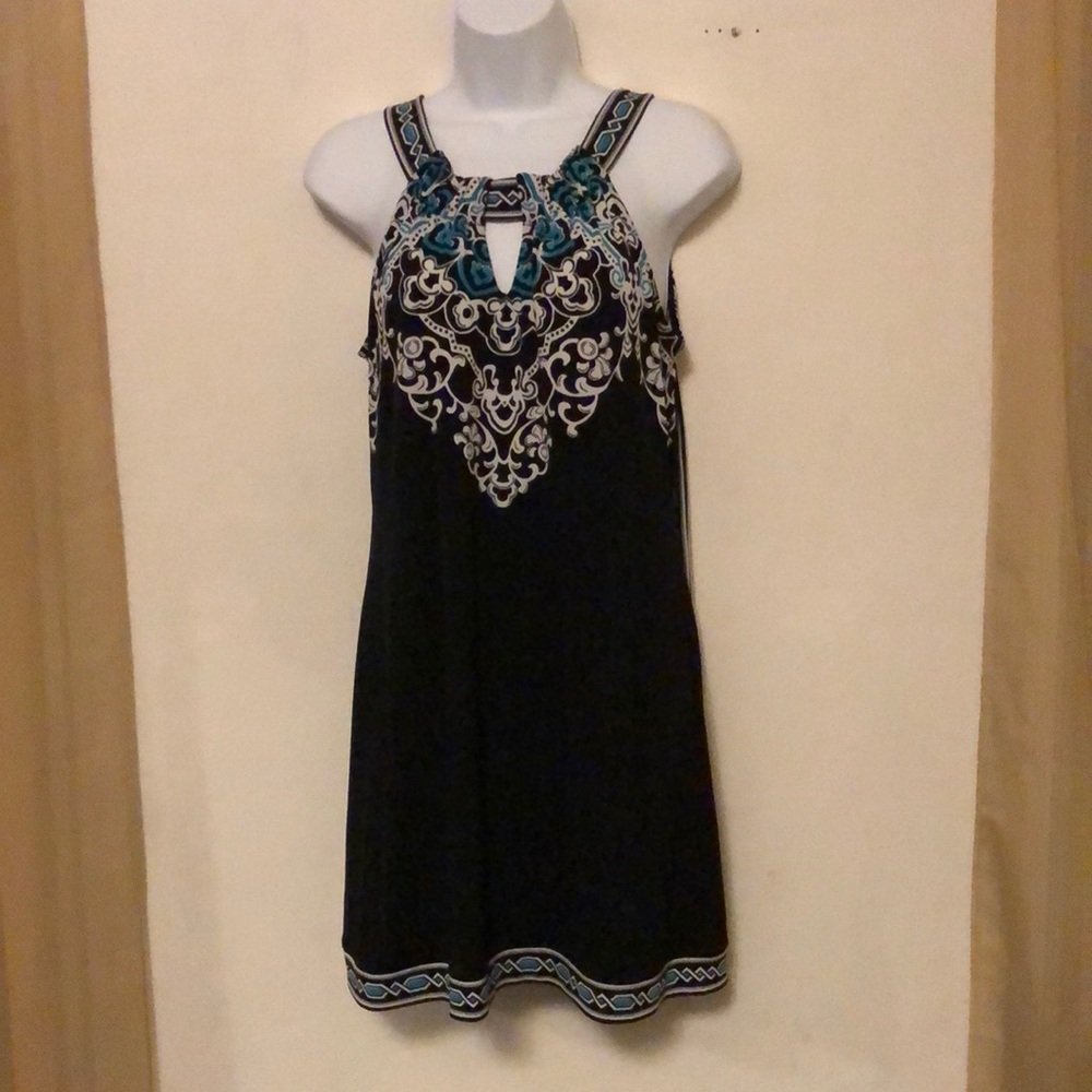 Black green white summer dress